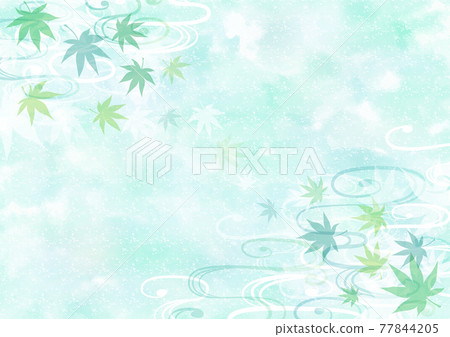 Watercolor background running water crest summer frame 77844205