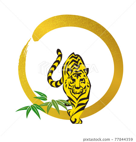 New Year's material, transparent image, golden ring, tiger's brave figure and bamboo grass New Year's material, transparent image, golden ring, tiger's brave figure and bamboo grass 77844359