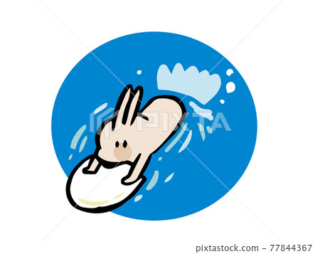 Rabbit swimming on a kickboard Rabbit swimming on a kickboard 77844367