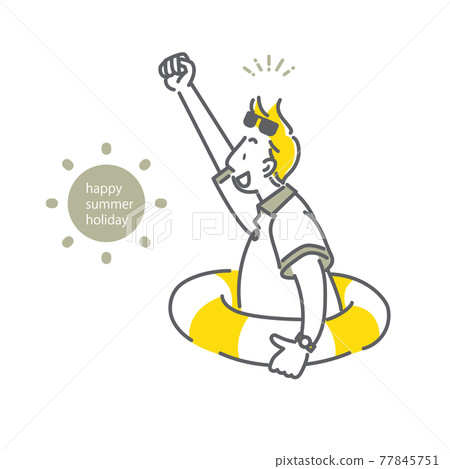 一個享受假期的年輕人簡單而時尚的線條畫插圖 77845751