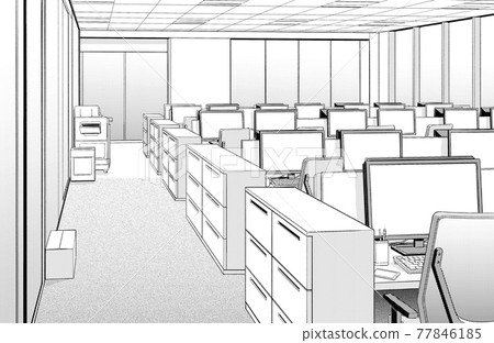 Cartoon style pen drawing illustration office district_indoor 77846185