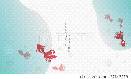 Japanese background with crap fish decoration pattern vector. Geometric banner design with abstract art elements in vintage style. Japanese background with crap fish decoration pattern vector. Geometric banner design with abstract art elements in vintage style. 77847989