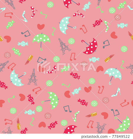 巴黎配飾圖案。無縫模式。壁紙和包裝紙的材料。紡織設計。 巴黎配飾圖案。無縫模式。壁紙和包裝紙的材料。紡織設計。 77849522