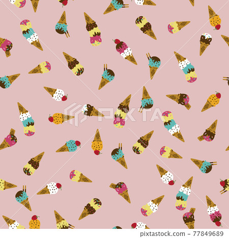 Ice cream pattern. Seamless pattern. Material for wallpaper and wrapping paper. Textile design. Ice cream pattern. Seamless pattern. Material for wallpaper and wrapping paper. Textile design. 77849689