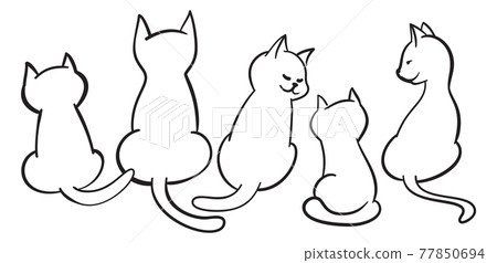Vector illustration character design outline of cat. Draw doodle style 77850694