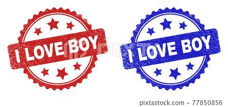 I LOVE BOY Rosette Stamps with Unclean Texture I LOVE BOY Rosette Stamps with Unclean Texture 77850856