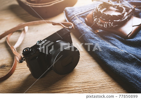 mirrorless camera with leather strap mirrorless camera with leather strap 77850899
