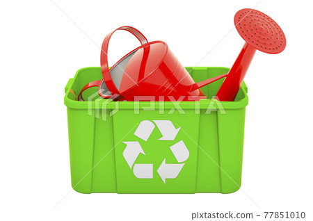 Recycling trashcan with watering can. 3D rendering 77851010