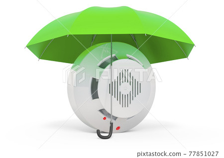 Fire and flame detector under umbrella, 3D rendering 77851027