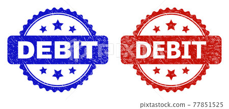 DEBIT Rosette Watermarks with Distress Style - Stock Illustration ...