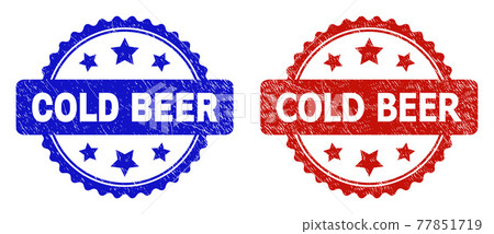 COLD BEER Rosette Stamp Seals with Distress... - Stock Illustration ...