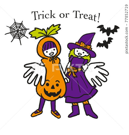 Illustration of a girl in a Halloween costume 77852719