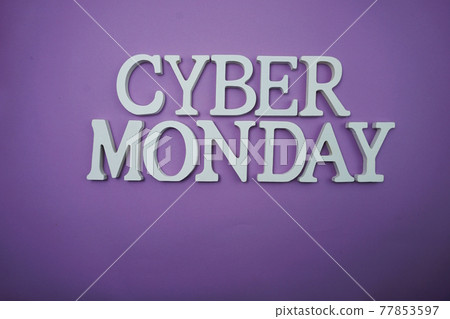 Cyber Monday Sale alphabet letters on purple background business concept 77853597