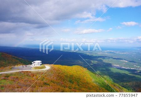 Mutsu City, Aomori Prefecture, Kamabuseyama Observatory during the rainbow and autumn colors, overlooking the Tsugaru Straits Mutsu City, Aomori Prefecture, Kamabuseyama Observatory during the rainbow and autumn colors, overlooking the Tsugaru Straits 77855947