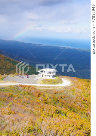 Mutsu City, Aomori Prefecture, Kamabuseyama Observatory during the rainbow and autumn colors, overlooking the Tsugaru Straits Mutsu City, Aomori Prefecture, Kamabuseyama Observatory during the rainbow and autumn colors, overlooking the Tsugaru Straits 77855949