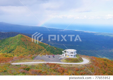 Mutsu City, Aomori Prefecture, Kamabuseyama Observatory during the rainbow and autumn colors, overlooking the Tsugaru Straits Mutsu City, Aomori Prefecture, Kamabuseyama Observatory during the rainbow and autumn colors, overlooking the Tsugaru Straits 77855952