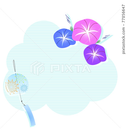帶有牽牛花和煙花圖案的風鈴插圖 77856647