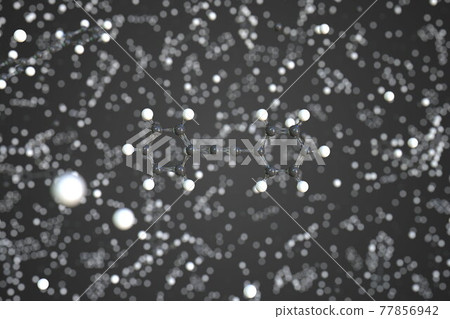 Molecule of diphenylacetylene, conceptual molecular model. Scientific 3d rendering 77856942