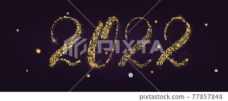 2022. Handwriting numbers with golden dust 77857848