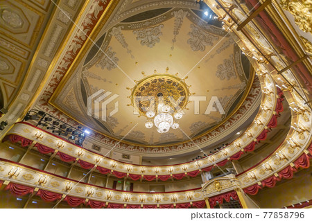 Inside the hall for the performances of the Maly Theatre. Moscow, Russia Inside the hall for the performances of the Maly Theatre. Moscow, Russia 77858796