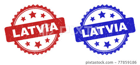 LATVIA Rosette Stamps with Scratched Texture 77859186