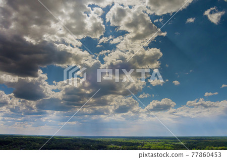 Amazing pink purple sky during sunset over beautiful natural view of heaven 77860453