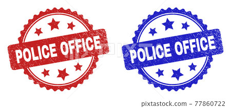 POLICE OFFICE Rosette Stamps Using Scratched Texture POLICE OFFICE Rosette Stamps Using Scratched Texture 77860722