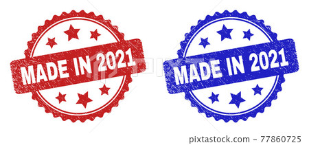 MADE IN 2021 Rosette Stamp Seals Using Grunge Texture MADE IN 2021 Rosette Stamp Seals Using Grunge Texture 77860725
