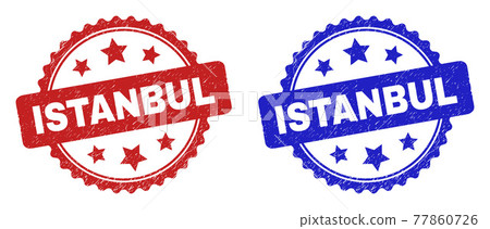 ISTANBUL Rosette Stamp Seals Using Grunge Style ISTANBUL Rosette Stamp Seals Using Grunge Style 77860726