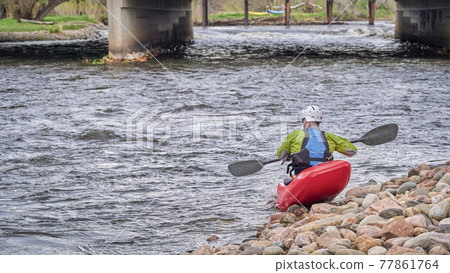 kayaker launching whitewater kayak kayaker launching whitewater kayak 77861764