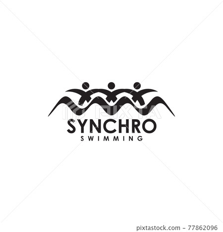 Synchro swimming logo design template 77862096