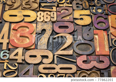 numbers background in letterpress wood type 77862201