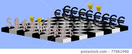 The concept of the struggle between the dollar and the euro. The concept of the struggle between the dollar and the euro. 77862990