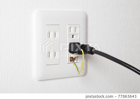 Outlet with ground terminal and plug with ground wire 77863643