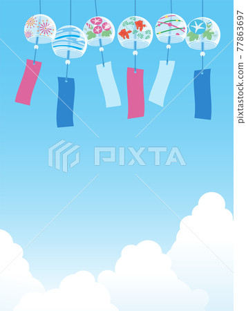 Summer sky background wind chime vertical Summer sky background wind chime vertical 77863697