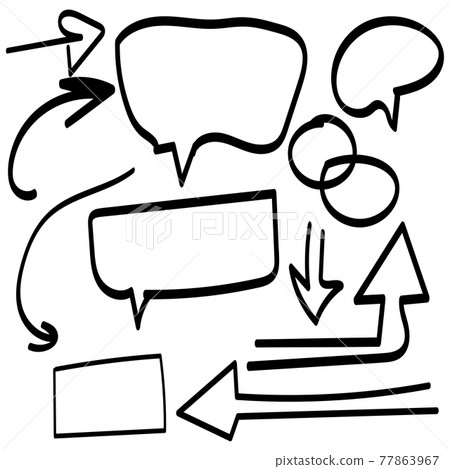 Speech bubbles and arrows set with different hand drawn shape isolated on white background. Speech bubbles and arrows set with different hand drawn shape isolated on white background. 77863967