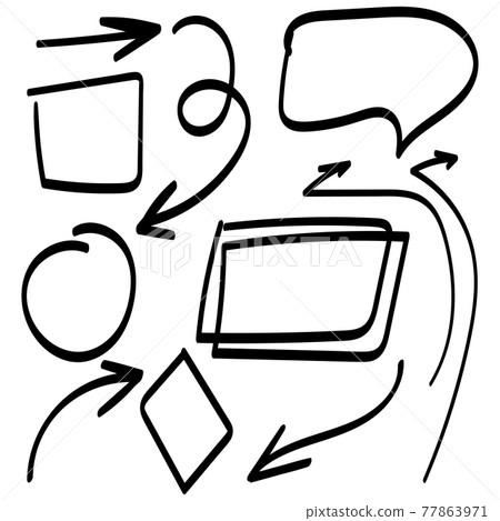 Blank speech bubbles and arrows set with different hand drawn shape isolated on white background. Blank speech bubbles and arrows set with different hand drawn shape isolated on white background. 77863971