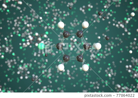 Bromobenzene molecule. Conceptual molecular model. Chemical 3d rendering 77864022