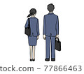 Full-body image of young men and women in recruitment suits Back view 77866463