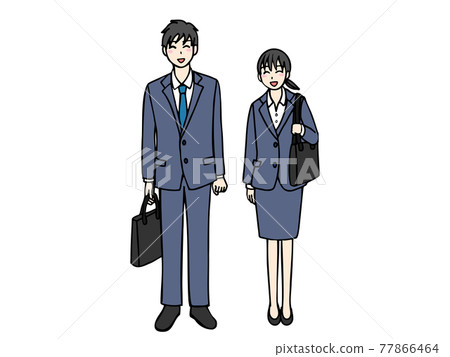 身著微笑新兵服的年輕男女的全身形象 身著微笑新兵服的年輕男女的全身形象 77866464
