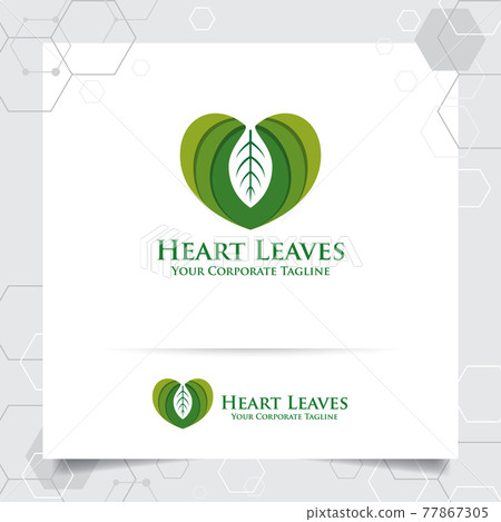 Agriculture logo design with concept of leaves icon and heart love vector. Green nature logo used for agricultural systems, farmer, and plantation products. 77867305