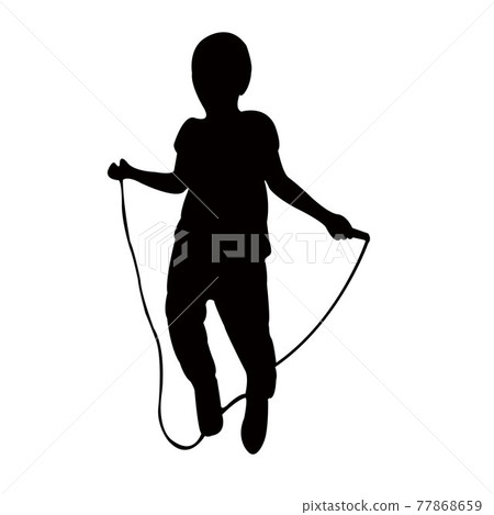 a child jumping rope, silhouette vector - Stock Illustration [77868659 ...