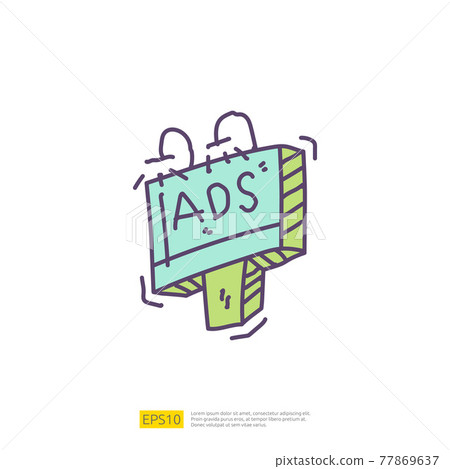 outdoor billboard advertising doodle icon sign symbol vector illustration 77869637