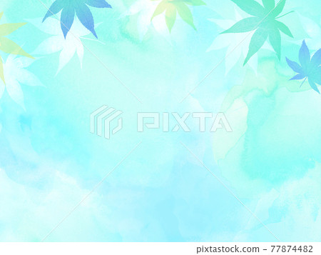 Cool autumn leaves and watercolor texture background 77874482