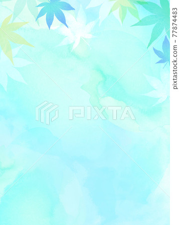 Cool autumn leaves and watercolor texture background 77874483