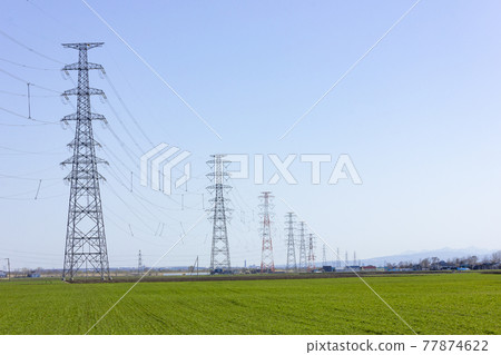 Transmission tower and farmland 77874622
