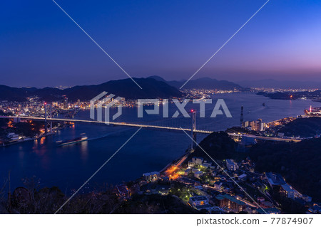Night view of the Kanmon Strait from Hinoyama Park, Shimonoseki City, Yamaguchi Prefecture Night view of the Kanmon Strait from Hinoyama Park, Shimonoseki City, Yamaguchi Prefecture 77874907