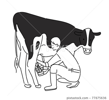 Agricultural girls Dairy girls Dairy women Illustrations Milk Black and white Monochrome 77875636