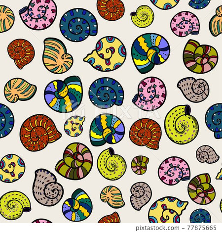 Abstract ornamental pattern with snails. Abstract ornamental pattern with snails. 77875665