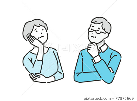 Illustration material / vector for seniors who have worries and anxieties Illustration material / vector for seniors who have worries and anxieties 77875669